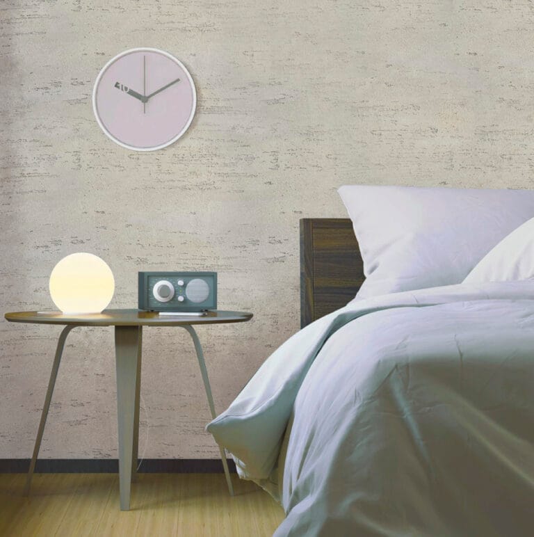 Rialto Mediterraneo textured finish in neutral tone in bedroom interior