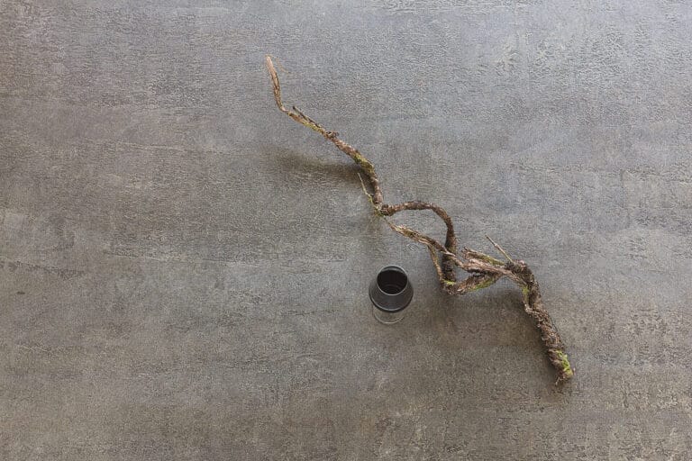ErreLAB Pietra Continua Porfido textured finish with dried branches styling
